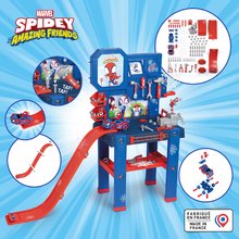 Pracovná detská dielňa - Pracovná dielňa Spidey Bricolo Center Marvel Smoby so šmykľavkou a autíčkom s 92 doplnkami 110 cm výška_3