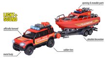 Mașinuțe - Mașină de pompieri cu remorcă și barcă Land Rover Fire Rescue Majorette din metal cu sunete și lumini 22 cm lugime_2