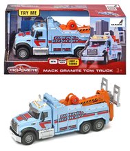 Samochody ciężarowe - Autko laweta Mack Granite Tow Truck Majorette metalowe z dźwiękiem i światłem, długość 22 cm_3
