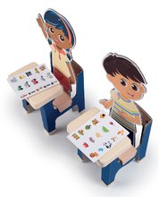 Školské tabule - Školská lavica so žiakmi Classroom Smoby dva stoly a dve deti s pohyblivými rukami_3