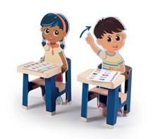 Šolske table - Šolska klop z učenci Classroom Smoby dve mizi in dva otroka z gibljivimi rokami_0