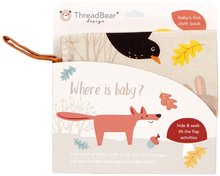 Jucării de alint și de adormit - Carte textilă Where Is Baby Activity Book ThreadBear animăluțe în pădure din bumbac 100% fin de la 0 luni_1