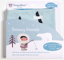 Hračky na maznanie a usínanie - Textilná knižka Snowy Friends Activity Book ThreadBear polárne zvieratká 100% jemná bavlna od 0 mes_5