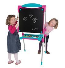 Easels - Smoby Magnetic School Board For Playing double-sided, with shelf and metal construction, with 59 accessories, pink-blue_0