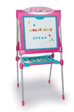 Šolske table - Magnetna tabla za risanje Smoby visoka 125 cm s poličko in 128 dodatki rožnata_4
