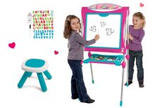 Seturi de table și bănci - Tablă educativă de desen Smoby cu două feţe magnetică cu 59 de accesorii şi taburet KidStool 2in1_0