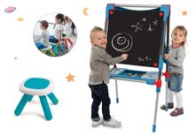 Tabule a lavice sety - Set školská magnetická tabuľa Smoby výškovo nastaviteľná a taburetka KidStool 2v1 modrá_30