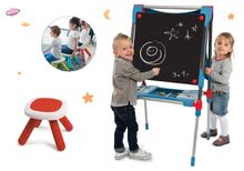 Tabule a lavice sety - Set školní magnetická tabule Smoby výškově nastavitelná a taburetka KidStool 2v1 modrá_32