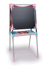 Školské tabule - Magnetická a kresliaca tabuľa Smoby výškovo nastaviteľná 80-125 cm so skrinkou a 128 doplnkami ružová_1