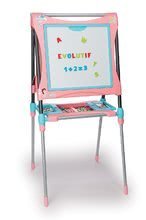 Školské tabule - Magnetická a kresliaca tabuľa Smoby výškovo nastaviteľná 80-125 cm so skrinkou a 128 doplnkami ružová_3
