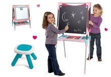 Tabule a lavice sety - Set školní magnetická tabule Smoby výškově nastavitelná s 80 doplňky a taburetka KidStool 2v1 červená_32