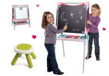 Tabule a lavice sety - Set školní magnetická tabule Smoby výškově nastavitelná s 80 doplňky a taburetka KidStool 2v1 červená_33