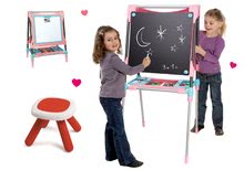 Tabule a lavice sety - Set školská magnetická tabuľa Smoby výškovo nastaviteľná s 80 doplnkami a taburetka KidStool 2v1 červená_31