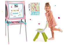 Tafel und Bänke Sets - Schulmagnettafel-Set Smoby höhenverstellbar mit 80 Zubehör und KidChair Stuhl rot_31