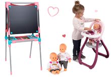 Tabule a lavice sety - Set školská magnetická tabuľa Smoby výškovo nastaviteľná, s 80 doplnkami a jedálenská stolička a bábika Baby Nurse_16