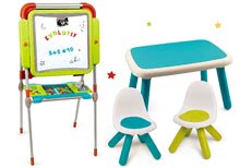 Tafel und Bänke Sets - Evolutiv Board Smoby verstellbare doppelseitige Zeichentafel und Magnete und ein Tisch und zwei Stühle Kid_42