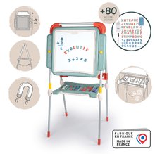 Šolske table - Tabla kovinska na krede in magnete Evolutiv Board Smoby dvostranska višinsko nastavljiva s prostorom za shranjevanje in 80 dodatkov 130 cm višina_2