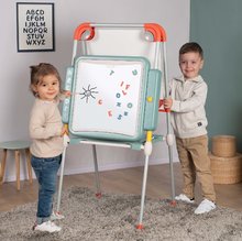 Šolske table - Tabla kovinska na krede in magnete Evolutiv Board Smoby dvostranska višinsko nastavljiva s prostorom za shranjevanje in 80 dodatkov 130 cm višina_0