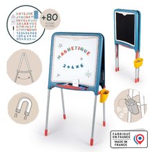 Školské tabule - Tabuľa kovová na kriedu a magnetky Metal Board Smoby obojstranná s úložným priestorom a 80 doplnkami 105 cm vysoká_2