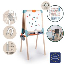 Table de desenat pentru învățat - Tablă din lemn cu două părți Wooden Board Smoby magnetică/cretă reglabilă în înălțime cu 80 de accesorii ​_2