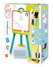 Seturi de table și bănci - Tablă cu două fețe Activity Plastic Board Smoby 2în1 magnetică cu carioci și cretă 7 accesorii și litere magnetice 72 buc_3