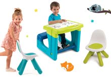 Table in klopi kompleti - Komplet klop za risanje in magnetki Little Pupils Desk Smoby z dvostransko tablo 2 stolčka KidChair zeleni in moder_32