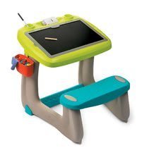 Seturi de table și bănci - Set bancă pentru desenat cu magneți Little Pupils Desk Smoby cu bancă cu două fețe și magneţi 72 de bucăţi Abc și Școala de-a profesorul și elevul_3