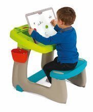 Seturi de table și bănci - Set bancă de desen cu magneți Little Pupils Desk Smoby cu tablă cu două părți și joc de construit căsuța Peppa Pig 107 bucăți_1