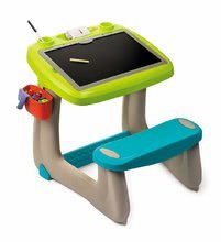 Seturi de table și bănci - Set bancă de desen cu magneți Little Pupils Desk Smoby cu tablă cu două părți și joc de construit căsuța Peppa Pig 107 bucăți_2