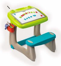 Školske klupe - Set klupa za crtanje i magneti Little Pupils Desk Smoby s obostranom pločom i stolac Kid zeleni_3