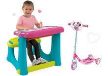 Školske klupe - Set klupa za crtanje Magic Desk Smoby Piši i briši ružičasta i romobil Minnie na tri kotača_7