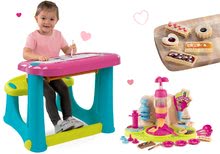 Seturi de table și bănci - Set bancă de desen Magic Desk Smoby desenează pe ea și șterge-o roz și bucătar jucăuș coacem prăjituri cu rețete_19