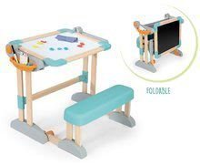 Table in klopi kompleti - Komplet lesena klop Modulo Space zložljiva magnetna Smoby na krede in igra učiteljev in učencev s poučnimi igrami_0