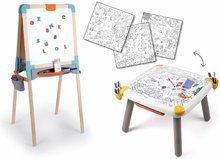 Set kreatívny stôl a drevená tabuľa Kid Creative Table Smoby magnetická na kriedu s veľkoformátovými obrázkami