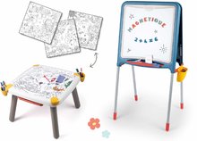 Set kreatívny stôl a kovová tabuľa Kid Creative Table Smoby na kriedu a magnetky s veľkoformátovými obrázkami