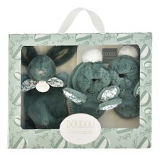 Zestaw prezentowy dla niemowląt Slipper Gift Set Sage Green Lapin Doudou et Compagnie kapcie i króliczek do przytulania zielony 15 cm w opakowaniu prezentowym od 0 miesięcy