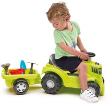 Babytaxiuri de la 12 luni - Babytaxiu tractor cu remorcă Tractor Ride On with Garnished Trailer Écoiffier cu spatiu de depozitare si unelte de grădină 85 cm de la 12-36 luni_1