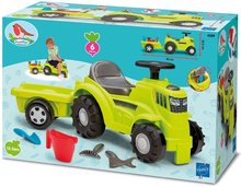 Babytaxiuri de la 12 luni - Babytaxiu tractor cu remorcă Tractor Ride On with Garnished Trailer Écoiffier cu spatiu de depozitare si unelte de grădină 85 cm de la 12-36 luni_3