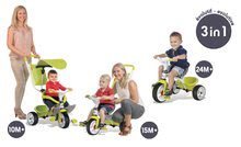 Triciclete de la 10 luni - Tricicletă Baby Balade Vert Smoby cu copertină verde-alb de la vârsta de 10 luni_5