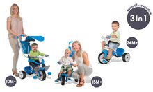 Triciklik 10 hónapos kortól - Tricikli Baby Balade Bleu Smoby Napernyővel kék-fehér 10 hó-tól_4