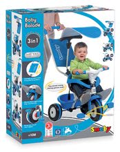 Tricikli za djecu od 10 mjeseci - SMOBY 444208 trojkolka Baby Balade Bleu so slnečníkom vodiacou tyčou a ohrádkou modrá od 10 mesiacov _6