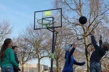 Košarka  - Košarkarski koš s tablo in obročem Galaxy Inground basketball Exit Toys kovinska konstrukcija namestitev na tla nastavljiva višina_0