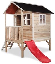 Drevené domčeky - Domček cédrový na pilieroch Loft 300 Natural Exit Toys s vodeodolnou strechou a šmykľavkou prírodný_1