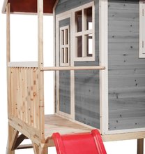Drevené domčeky - Domček cédrový na pilieroch Loft 300 Grey Exit Toys s vodeodolnou strechou a šmykľavkou sivý_2