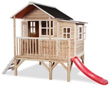 Drevené domčeky - Domček cédrový na pilieroch Loft 350 Natural Exit Toys veľký s vodeodolnou strechou a šmykľavkou prírodný_0