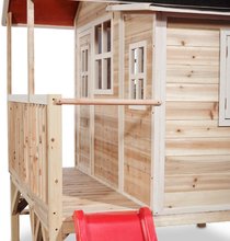Drewniane domki - Domček cédrový na pilieroch Loft 350 Natural Exit Toys veľký s vodeodolnou strechou a šmykľavkou prírodný_3