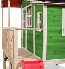 Drewniane domki - Domček cédrový na pilieroch Loft 350 Green Exit Toys veľký s vodeodolnou strechou a šmykľavkou zelený_3