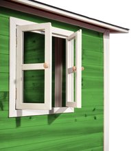 Drewniane domki - Domček cédrový na pilieroch Loft 350 Green Exit Toys veľký s vodeodolnou strechou a šmykľavkou zelený_0
