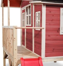 Darček SS24 - Domček cédrový na pilieroch Loft 350 Red Exit Toys veľký s vodeodolnou strechou a šmykľavkou červený_3