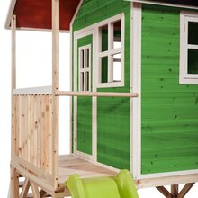 Lesene hišice - Hišica iz cedre na stebrih Loft 500 Green Exit Toys z vodoodporno streho in peskovnikom ter 1,75 m toboganom zelena_2